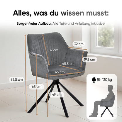 Emilio Largo 2010 mit Drehfunktion, Cordoptik, kieselgrau