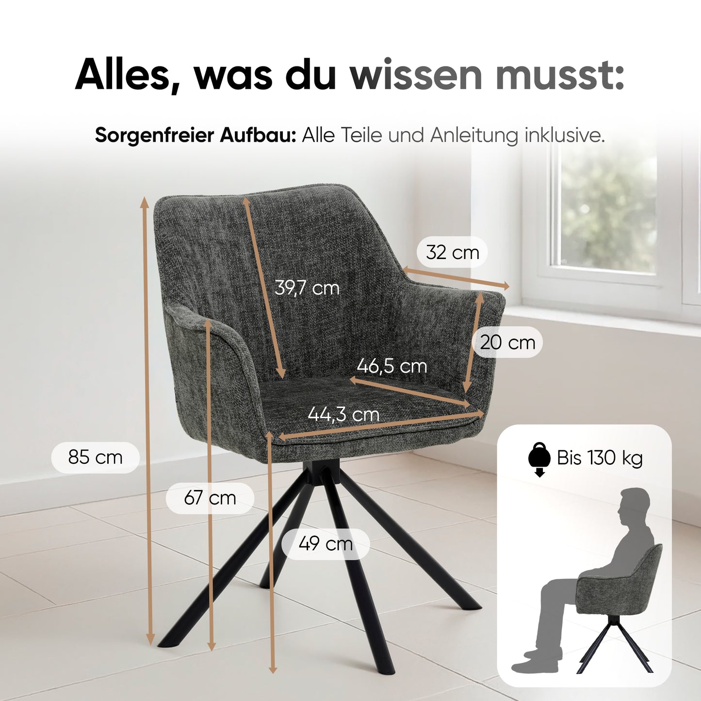 Emilio Largo 2010 mit Drehfunktion, Webstoff, Graphit